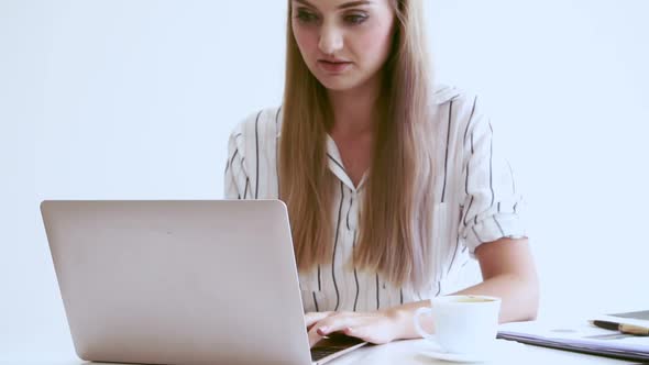 Blonde Business Woman Working at Modern Office