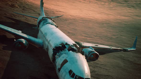 Abandoned Crushed Plane in Desert