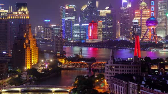 Shanghai Waibaidu Bridge at Suzhou Creek in China Timelapse