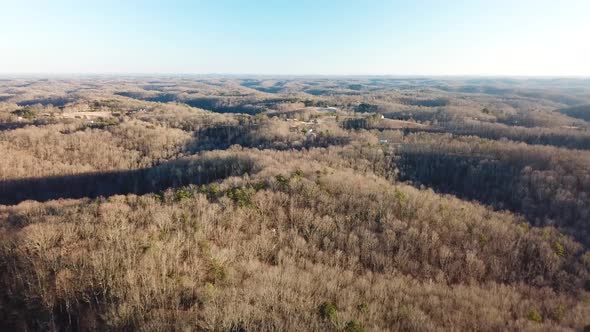 Drone Shot of Rural Kentucky Mountain Landscape