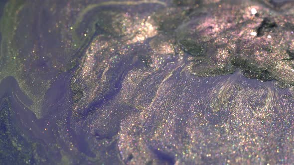 Purple and Silver Holographic Glitter Liquid Ink Flows