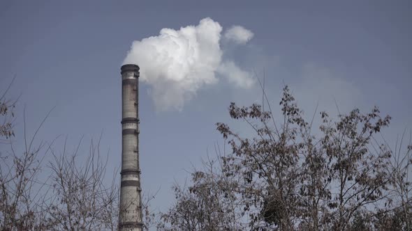 Smoke Comes From the Chimney. Air Pollution. Ecology. Kyiv. Ukraine.