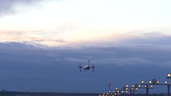 Airplane landing at Airport Berlin Tegel, Germany