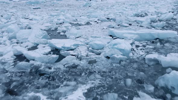 Drone Over Diamond Beach Near Glacier Lagoon of Iceland