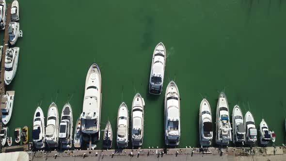 Aerial Panoramic View of Balaklava Landscape with Boats and Sea in Marina Bay