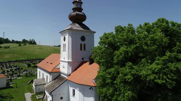 Beautiful Aerial View of a Czech Church 
