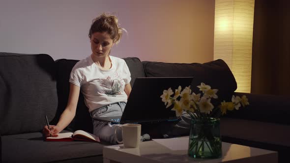 Young woman learning online