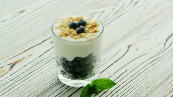 Yogurt with Blackberry in Glass