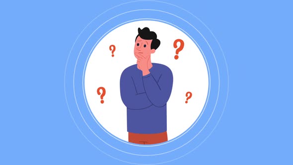 Man Asking Questions and Thinking Cartoon Animation