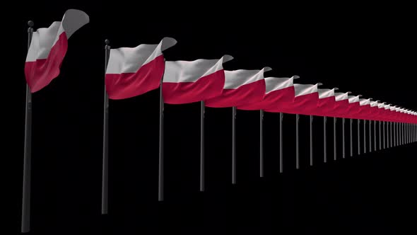 Row Of Poland Flags With Alpha 2K
