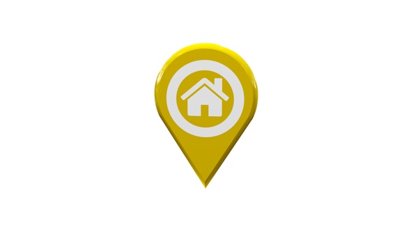 Home Map Location 3D Pin Icon Yellow V4