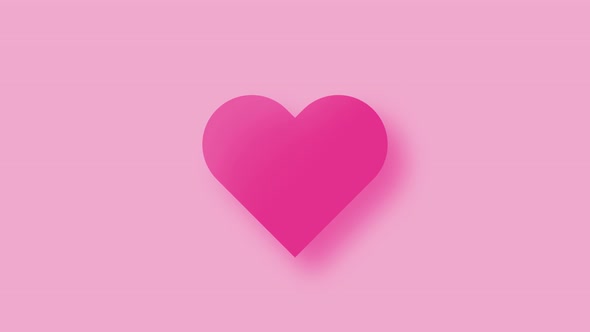 Animation Pink heart, isolated on white background, pulsating or beating. Valentine's Day concept.