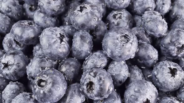 Rotating Fresh Blueberries Under Freshwater.