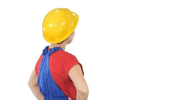 Engineer Construction Worker Woman Turning to Camera