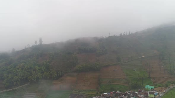 Mountain Landscape Farmlands and Village Java Indonesia