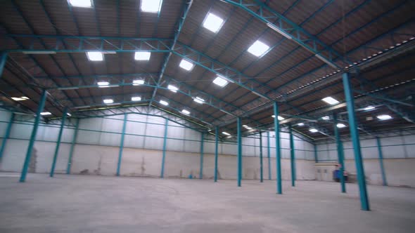 Wide Angle View of Empty Warehouse or Factory