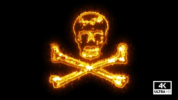 Burning Pirates Skull With Crossbone V5