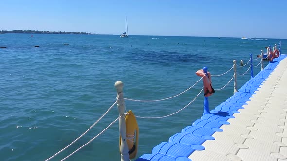 Floating Pier Near the Sea, Yachting, Sailing, Summer Outdoor Activities