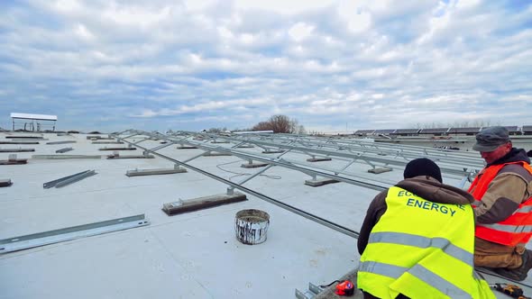 Working on installation solar panel. 