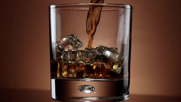 Pouring Whiskey in a Glass with Ice  Beautiful Slow Motion Shot