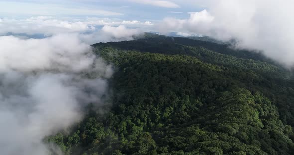 Aerial View flying over mountain in Thailand