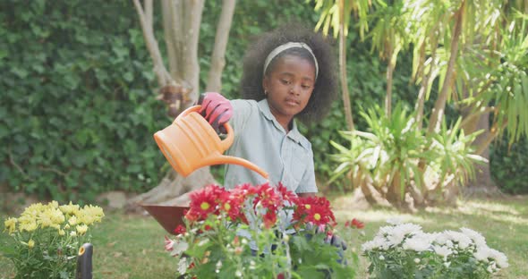 Little girl gardening during a sunny day
