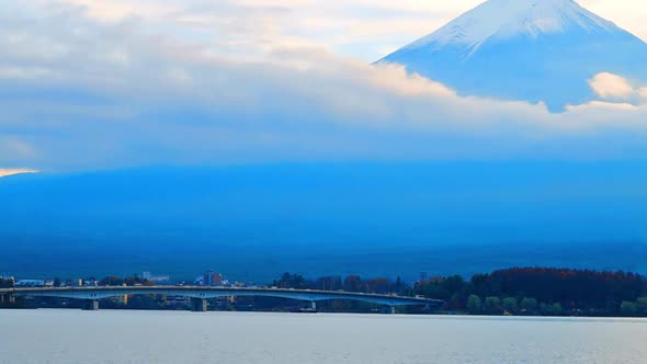 Time lapse of beautiful landscape of Fuji moutain in japan