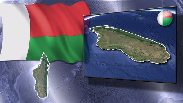 Madagascar Flag And Map Animation