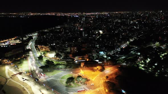 Night landscape of downtown Porto Alegre Rio Grande do Sul Brazil.