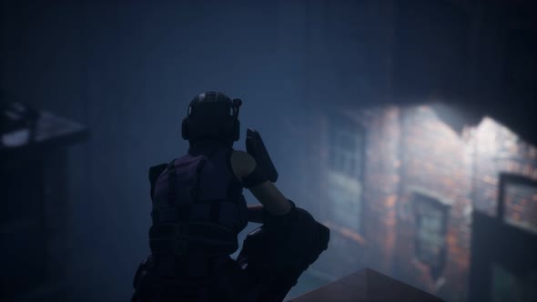 Woman in the Style of Cyberpunk on the Roof alt