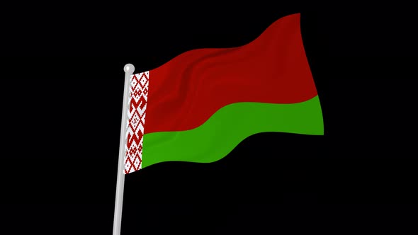 Belarus Flag Flying Wavy Animated Black Background