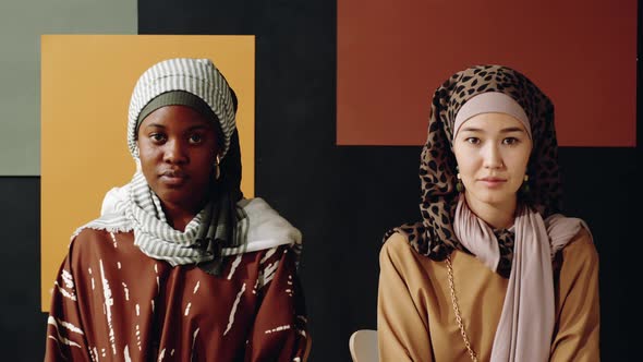 Young Muslim Women Posing in Studio