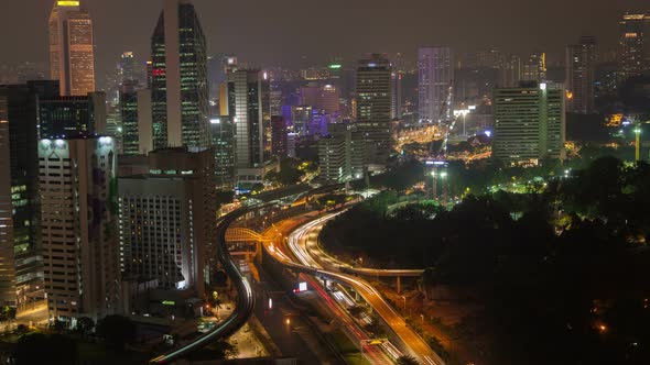  Busy Light Trail Traffic on a Freeway of Kuala Lumpur, Malaysia