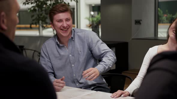 A male office worker abuses a girl in front of the whole company, humiliation at work