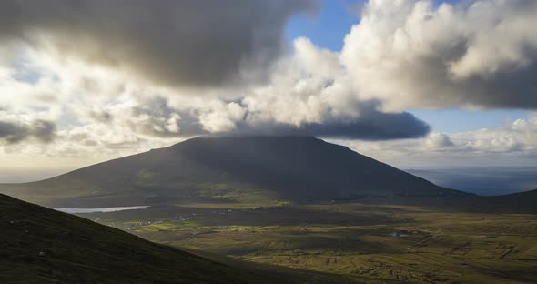 Time Lapse of Cloudy Mountains and Hills on Wild Atlantic Way in Ireland