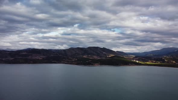 Green Hills and Mountains on the Shore of Egirdir Lake are Filmed By Drone