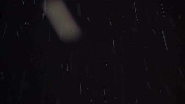 Night shot of real rain and snow