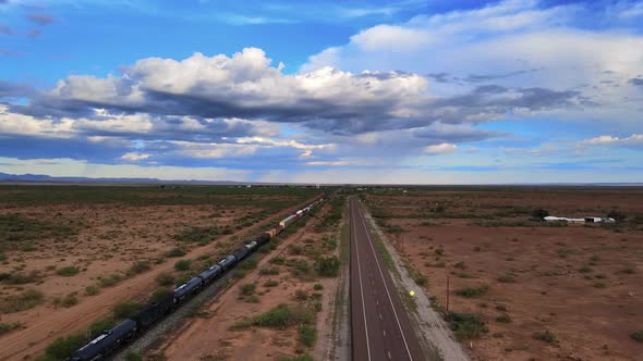 West Texas Train Under Desert Sky