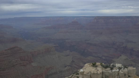 Aerial view of Grand Canyon on a cloudy day