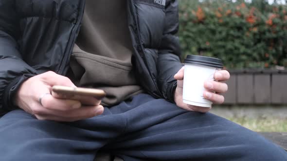 Drinking Coffee On Park