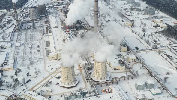 Thermal Power Plant in Winter in the City of Minsk