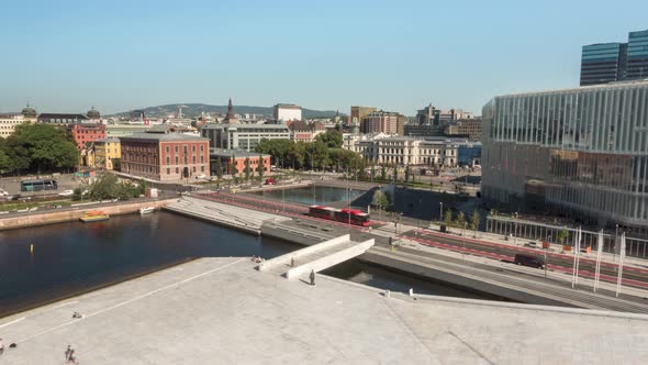 Time lapse of Oslo city centre and Oslo Opera House Operahuset in summer