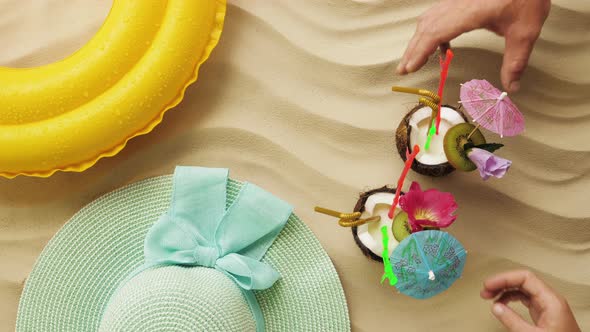 Cocktails in Coconuts on the Sand