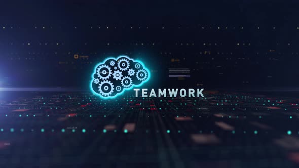 Digital Space Cyber Brain Background Word Digital Teamwork