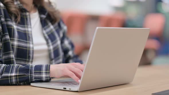 Female Hands Opening Laptop Typing and Closing Close Up