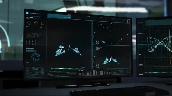 Oncological Research Via Futuristic Diagnostic Interface At A Medical Laboratory alt