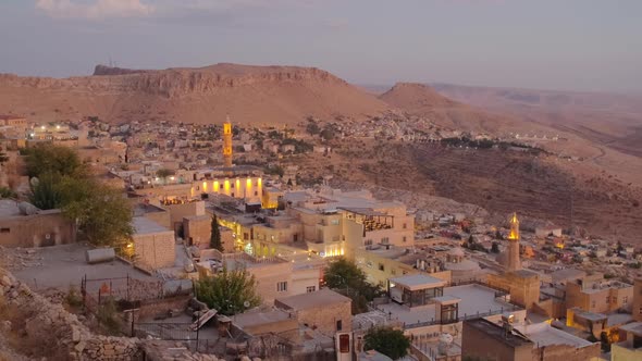 Mardin Old Town Cityscape at Twilight Eastern Turkey