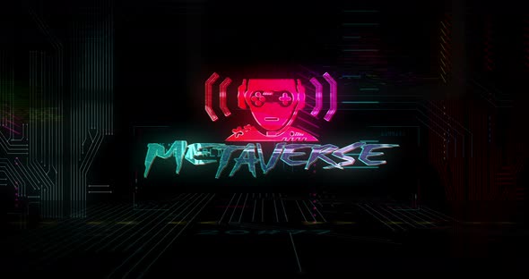 Cyberpunk style intro with Metaverse theme