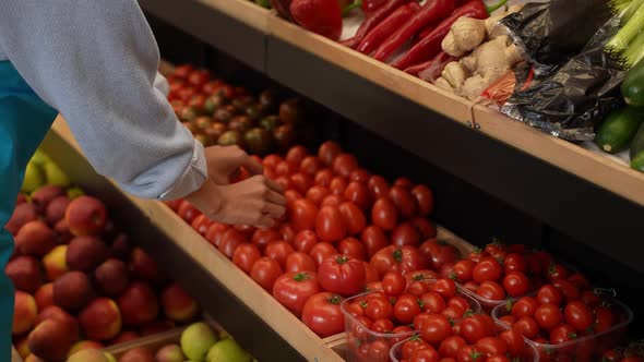 Fresh Organic Vegetables and Fruits on Store Stand