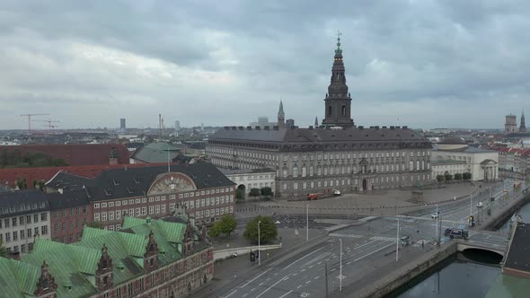 Aerial View Of Christiansborg Palace, Denmark